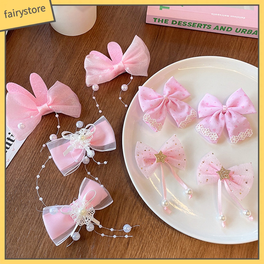 1 Bộ Kẹp Tóc Nơ Mềm Mại Co Giãn Thoải Mái Cho Bé Gái