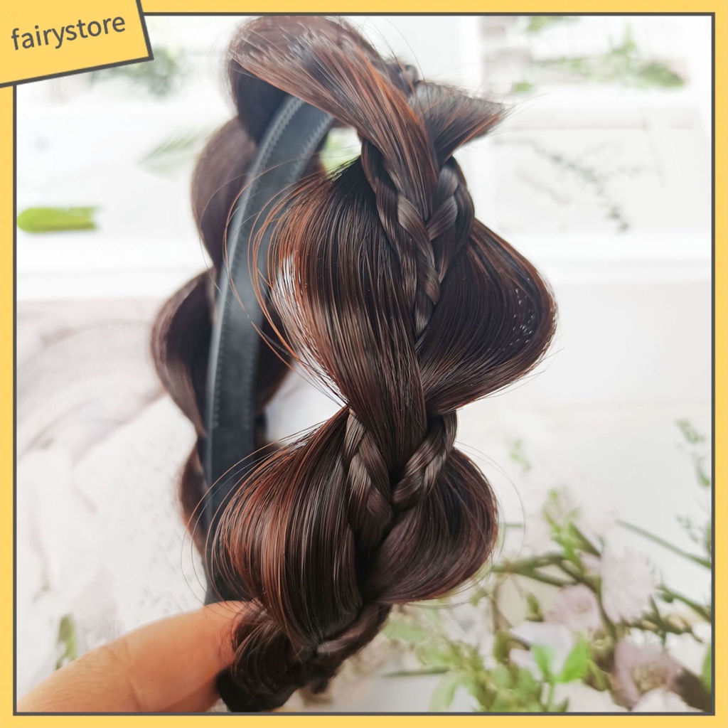 Băng Đô Tóc Giả Thắt Bím Chống Trượt Màu Sắc Tự Nhiên