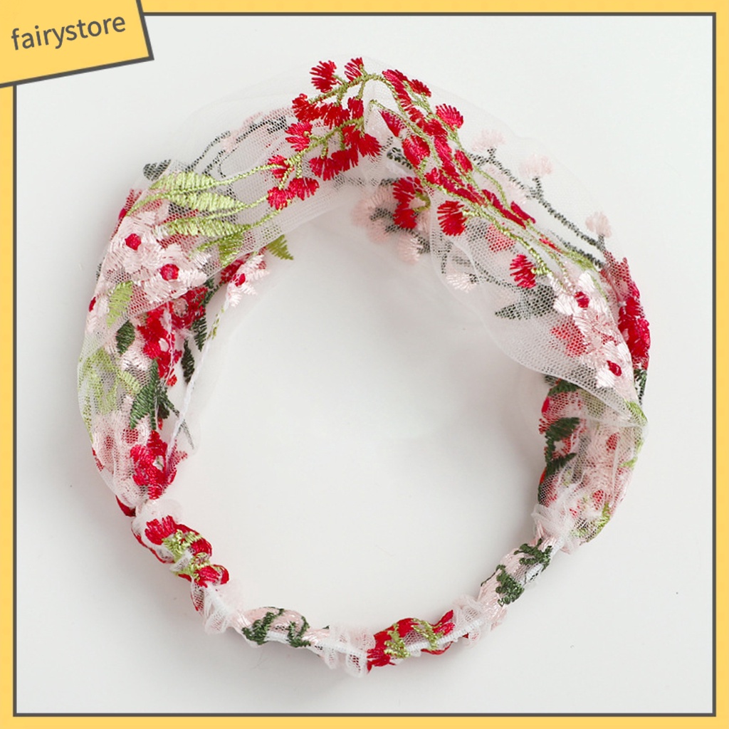 Băng Đô Vải Lưới Thêu Hoa Xinh Xắn Thời Trang Cho Nữ