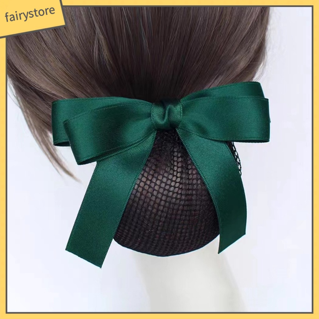 [FRO] Kẹp Tóc Lưới Thắt Nơ Màu Trơn Trang Trí Kiểu Lưới Cá Tính Chống Trượt Mềm Mại Dành Cho Nữ Tiếp Viên Hàng Không