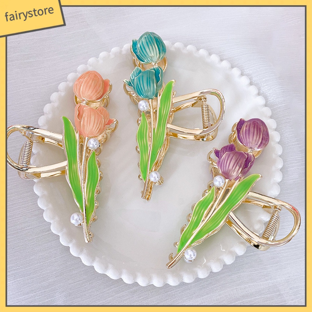 [FRO] Kẹp Tóc Càng Cua Tạo Kiểu Tóc Hoa Tulip Viền Mịn Màng Tinh Tế Cao Cấp Phong Cách Ngọt Ngào Sang Trọng Cho Nữ