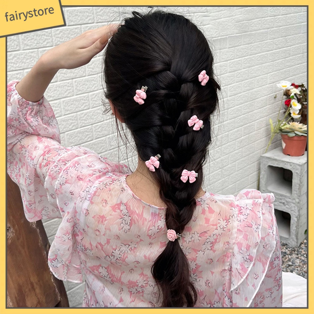 Kẹp Tóc Hình Nơ Hoa Hồng Mini Bằng Hợp Kim Chống Trượt Trang Trí Hàng Ngày Cho Nữ