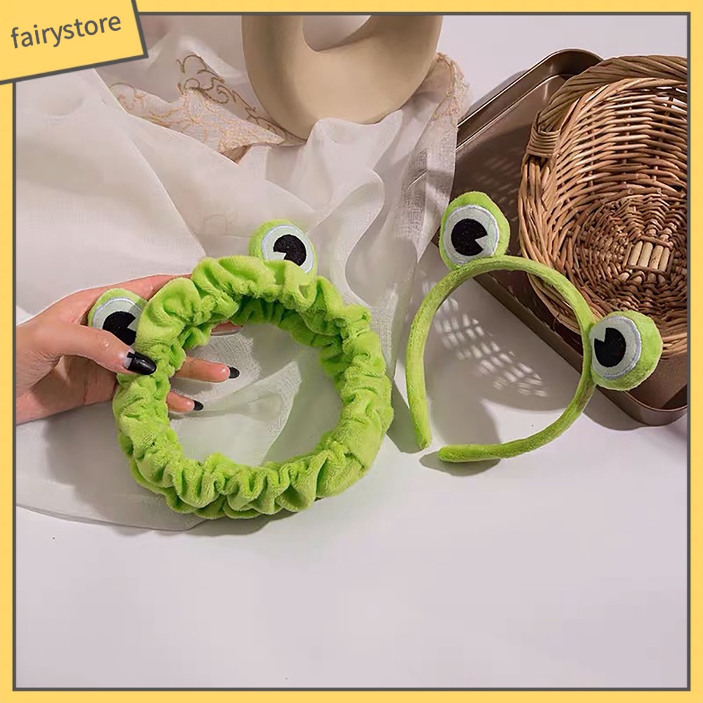 Băng Đô Cài Tóc Co Giãn Chống Trượt Hình Ếch Cho Nữ