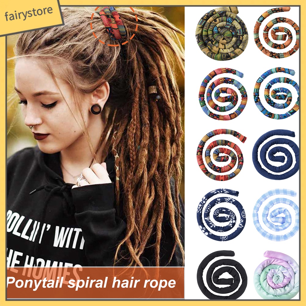 Giá Đỡ Dây Buộc Tóc Đuôi Ngựa Bằng Dây Sắt Linh Hoạt In Họa Tiết Thổ Cẩm Cổ Điển