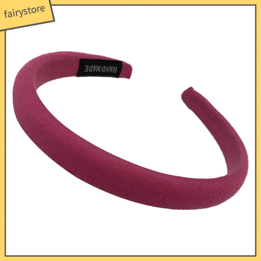 Băng Đô Cài Tóc Bản Rộng Co Giãn Chống Trượt Màu Trơn Dành Cho Nữ