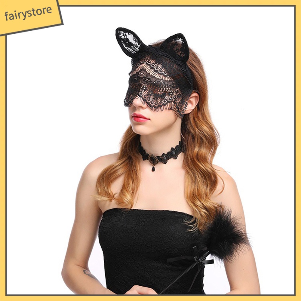 Băng Đô Cài Tóc Hình Tai Mèo Phối Ren Thời Trang Cho Nữ