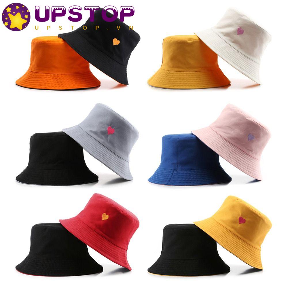 Mũ Tai Bèo Hai Mặt Thêu Họa Tiết Trái Tim Dành Cho Cặp Đôi