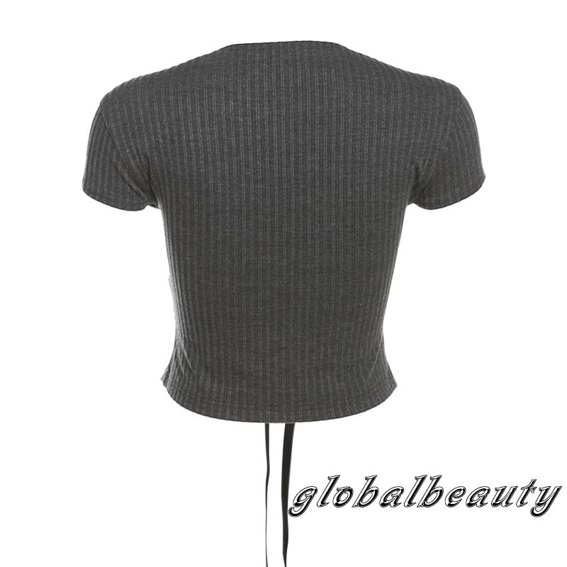 Áo Thun Tay Ngắn Màu Trơn Dáng Ôm Thời Trang Mùa Hè Cho Nữ