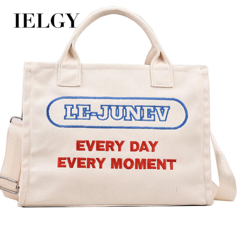 Túi Xách tote Bằng Vải Bạt Kích Thước Lớn In Chữ Thời Trang Cho Nữ