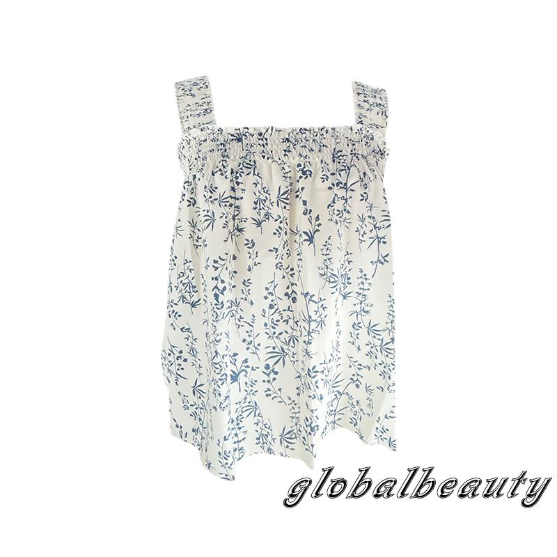 Áo Không Tay Cổ Vuông Họa Tiết Hoa Thời Trang Mùa Hè Cho Nữ