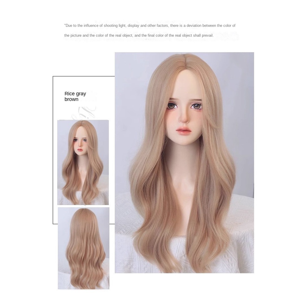 Tóc Giả Xoăn Gợn Sóng Lớn Màu Nâu Be Phong Cách Âu Mỹ zf601