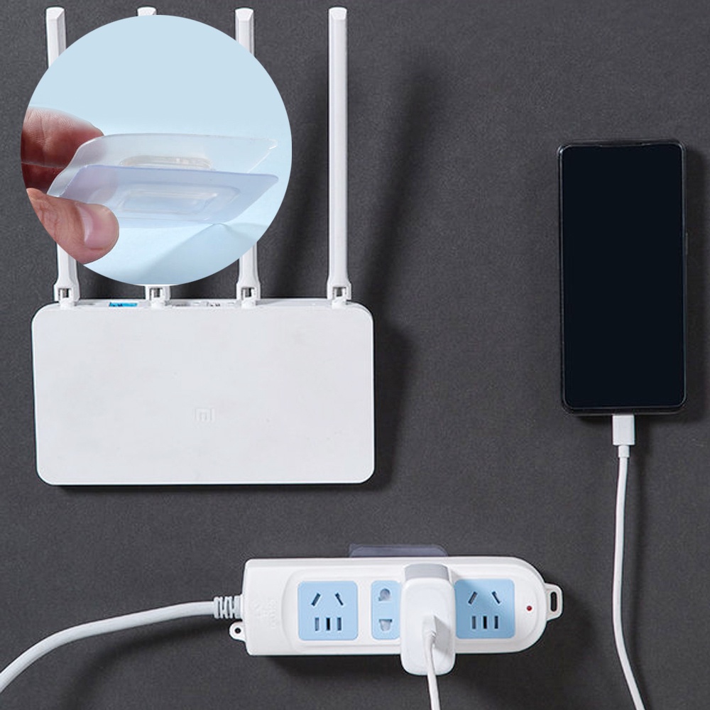 1 Cặp Móc Treo Đồ Dán Tường Hai Mặt Trong Suốt Đa Năng Có Giác Hút Chân Không