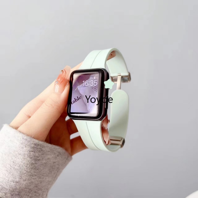 Dây Đeo Silicone Khóa Nam Châm Cho iwatch Series 7 8 SE 6 5 4 3 2 1 44mm 40mm 45mm 41mm 42mm Correa 49mm Ultra 38mm