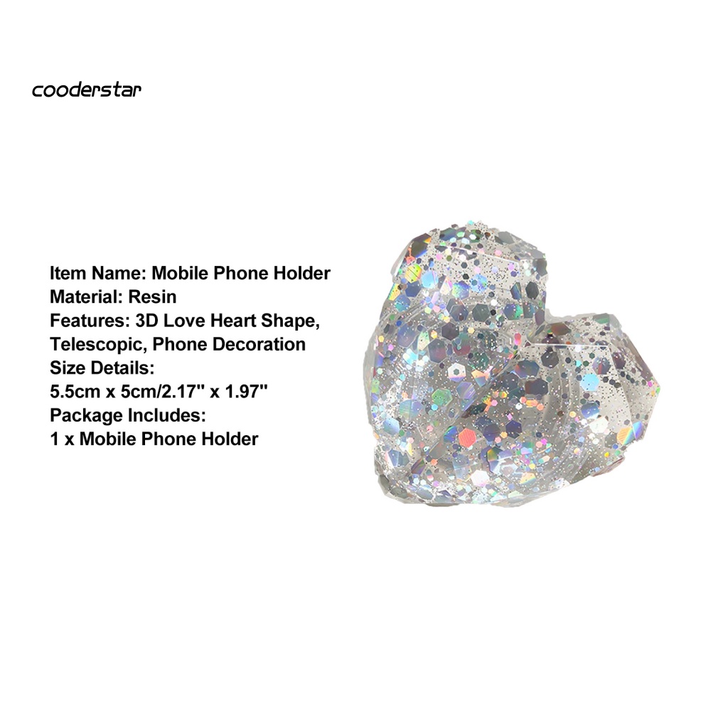 Giá Đỡ Điện Thoại Để Bàn Đính Kim Sa Hình Trái Tim 3D Nhiều Màu Thông Dụng