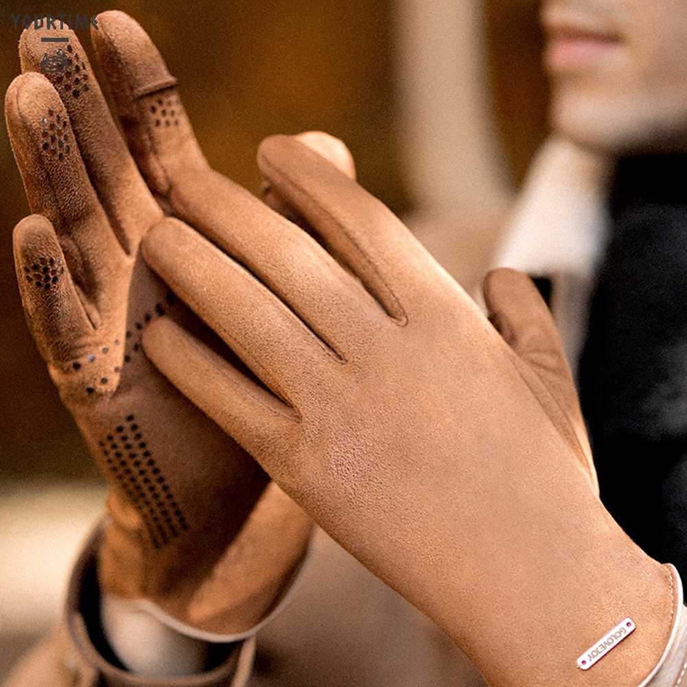 Găng Tay Da Lộn Giữ Ấm Khi Lái Xe Có Thể Chạm Màn Hình Cảm