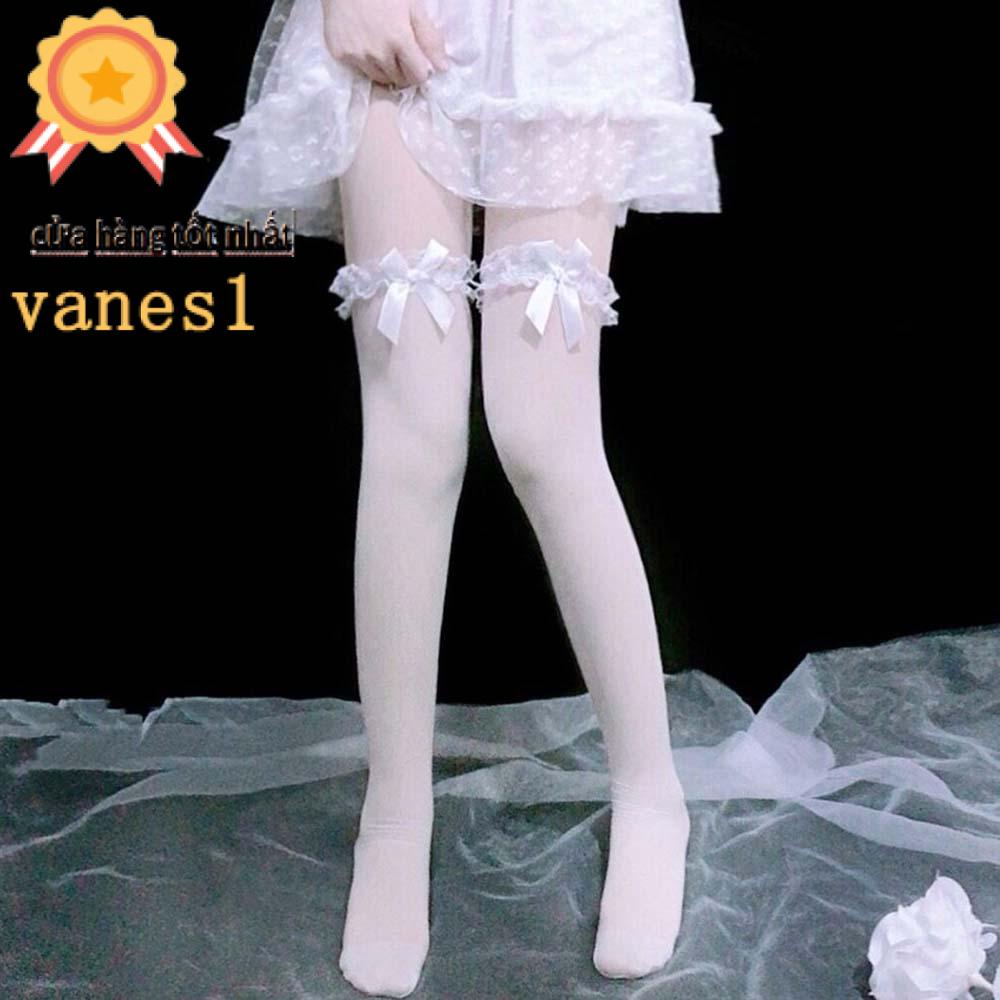 Vớ Dài Qua Gối Co Giãn Thoáng Khí Đính Nơ Thời Trang Phong Cách Hàn Quốc VANES1
