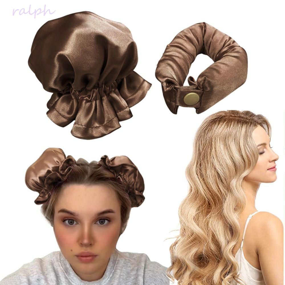 Bộ Mũ Trùm Đầu Và Kẹp Uốn Tóc Bằng Lụa Mềm Hình Hoa Dành Cho Bạn Nữ Khi Ngủ