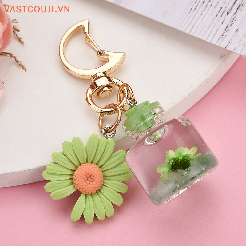Móc Khóa Hình Lọ Điều Ước Đính Hoa Và Mặt Trăng Sáng Tạo Dễ Thương