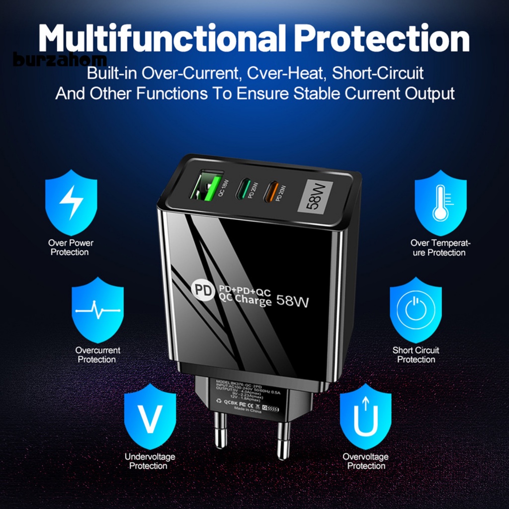 Ổ Cắm Sạc Nhanh Với 3 Cổng USB / Type-C Tiện Dụng