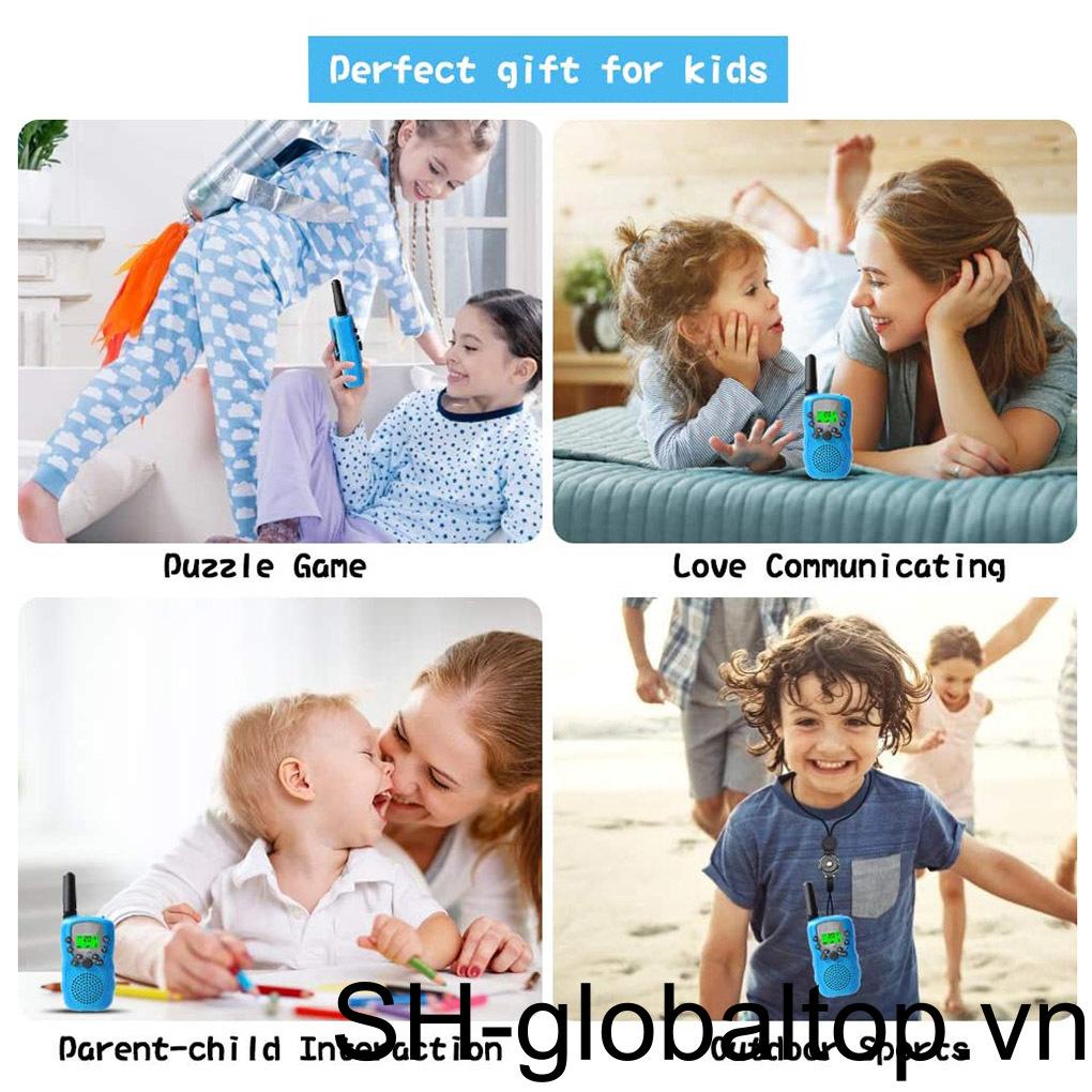 1 Cặp Bộ Đàm Điện Đàm Màn Hình LCD Hai Chiều Tự Động Quét Liên Lạc EU 446MHz Màu Đen Cho Bé