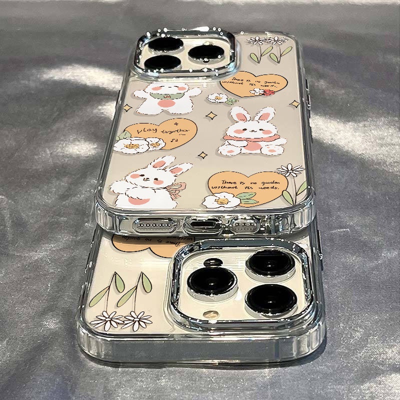 ✅Ốp Điện Thoại Dẻo Họa Tiết Chú Thỏ Phối Lông Dễ Thương Chống Sốc Cho iPhone12 14proplus7max813 11