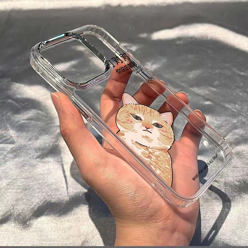 ✅Ốp Điện Thoại Mềm Chống Sốc In Hình Mèo Đơn Giản Cho Iphone 1114pro 78 12 max13 xs XZC4