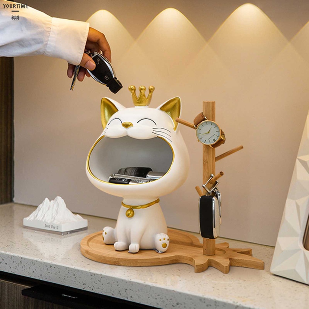 Mô Hình Chú Mèo Đội Vương Miện Dễ Thương Trang Trí Văn Phòng / Học Tập
