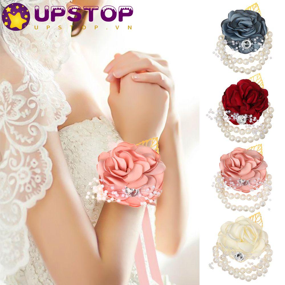 Vòng Tay Hoa Giả Thắt Dây Thời Trang Cho Cô Dâu