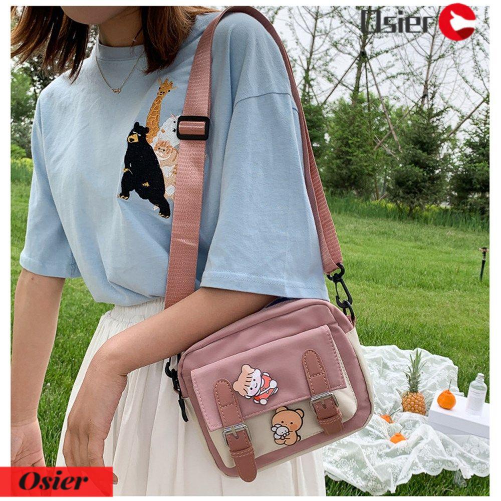 Túi Đeo Chéo 1 Bên Vai Bằng Vải Bạt Thời Trang Hàn Quốc