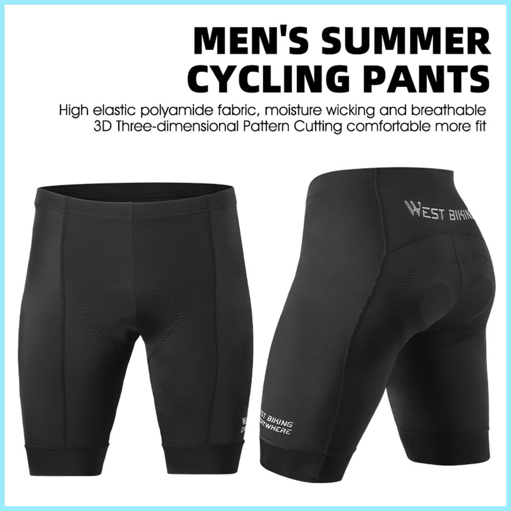 Quần Short Đạp Xe Màu Đen Phản Quang Nhanh Khô Co Giãn Chống Trượt Họa Tiết 3D Cho Nam