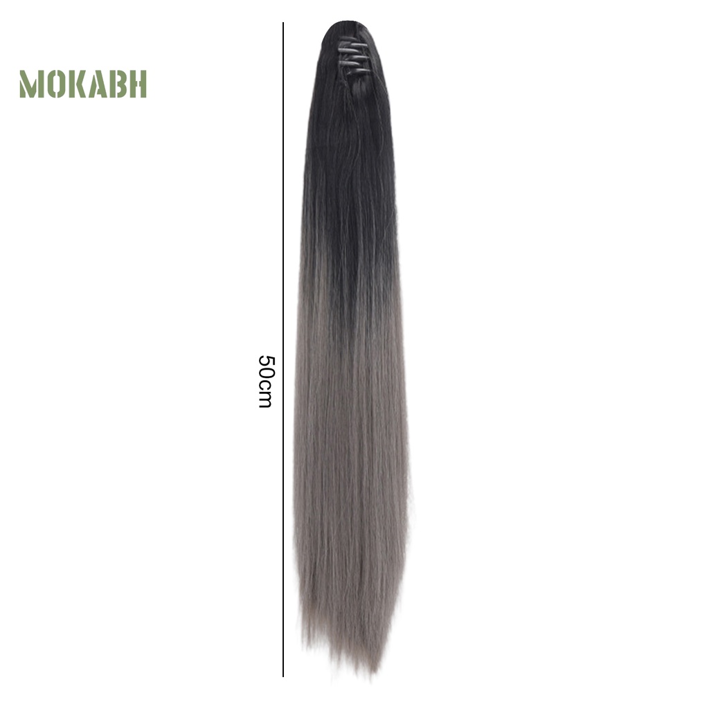 [Mok Abh] Tóc Giả Dạng Kẹp Cố Định Kiểu Tóc Đuôi Ngựa Thẳng Dài Mềm Mại Màu Gradient Dành Cho Bạn Nữ Sử Dụng
