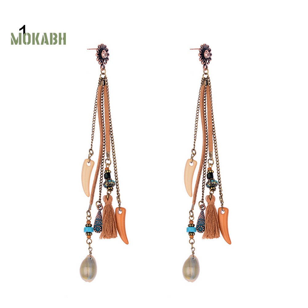 [Mok Abh] Bông Tai Hình Hoa Hướng Dương Và Vỏ Sò Phong Cách Boho