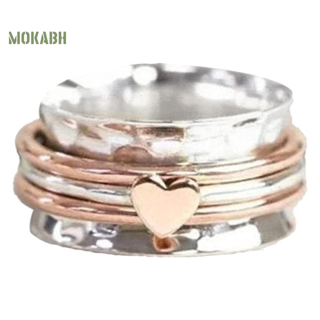 [Mok Abh] Nhẫn Xoay Họa Tiết Hình Học Phong Cách Bohemian Giúp Giảm Căng Thẳng Thời Trang Cho Nữ