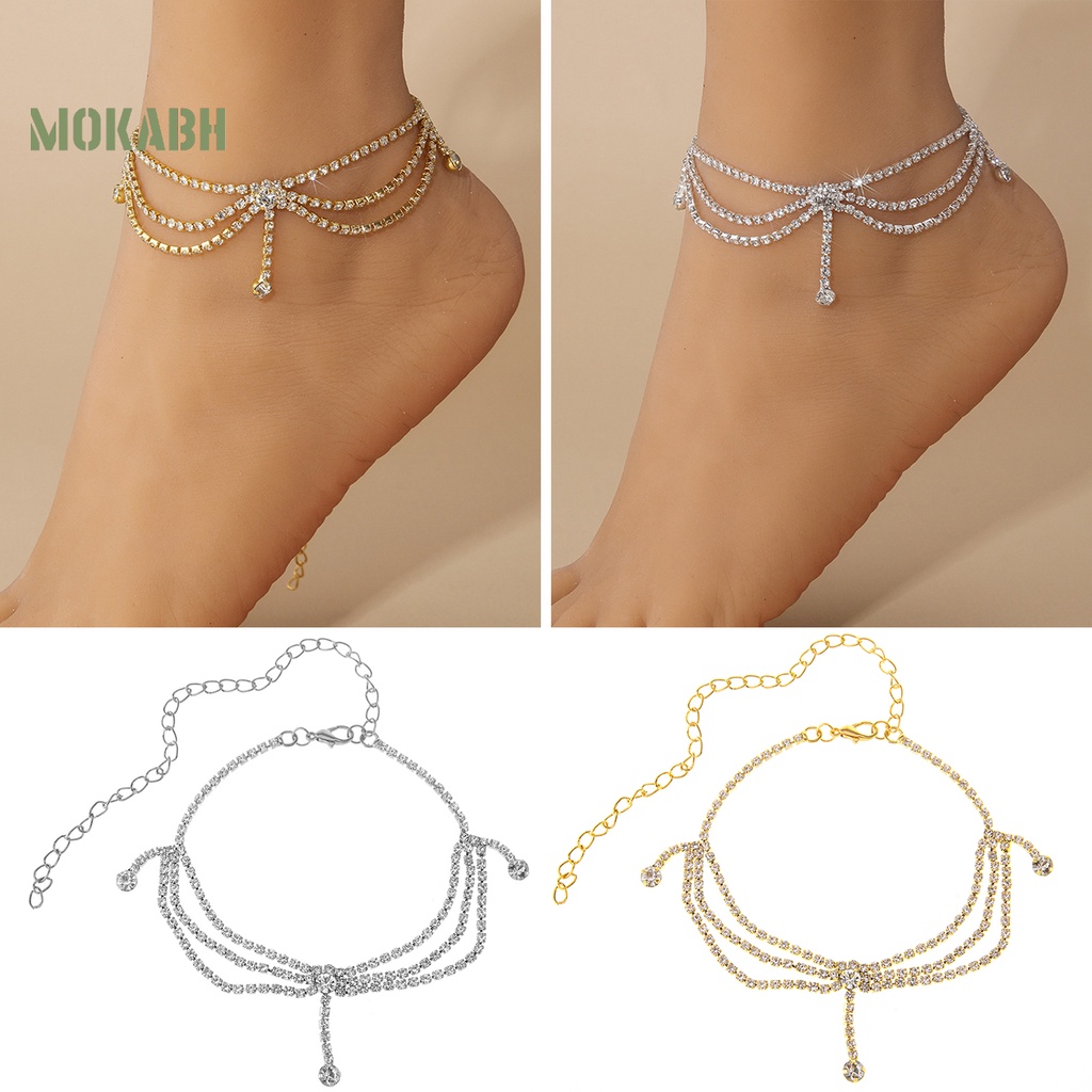 1 Lắc Chân Đính Đá Nhiều Lớp Có Thể Điều Chỉnh Thời Trang Mùa Hè Cho Nữ