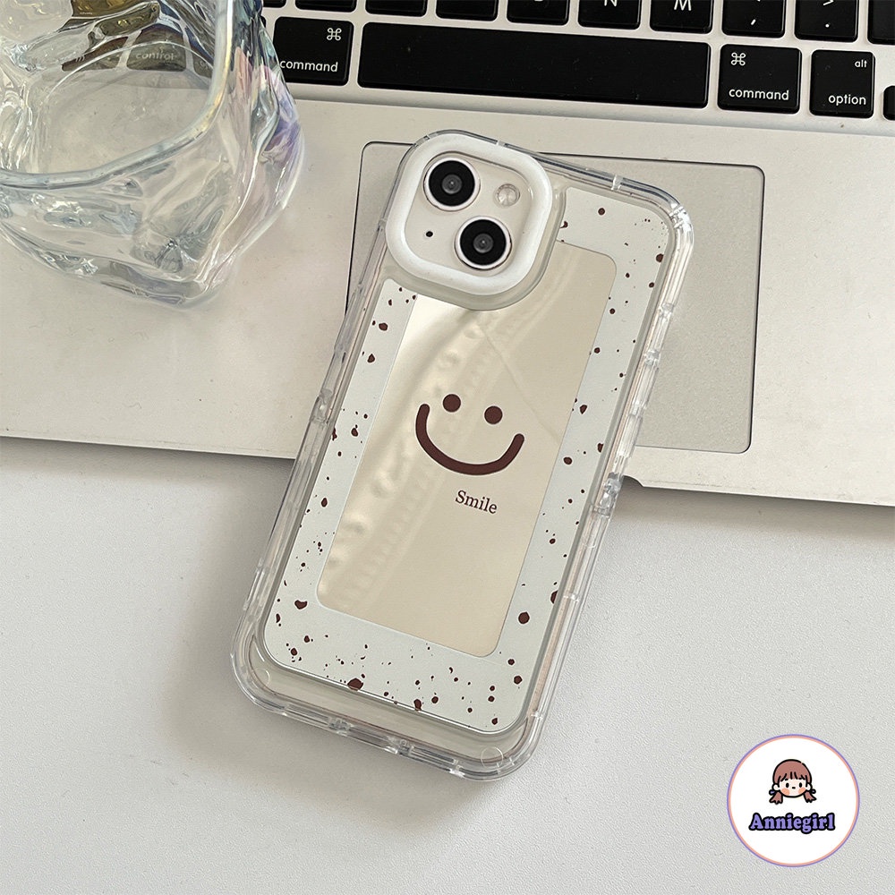 Ốp Điện Thoại TPU Mềm Tích Hợp Gương Trang Điểm Hình Mặt Cười Cho IPhone 11 14 Pro Max 13 Pro Max 12