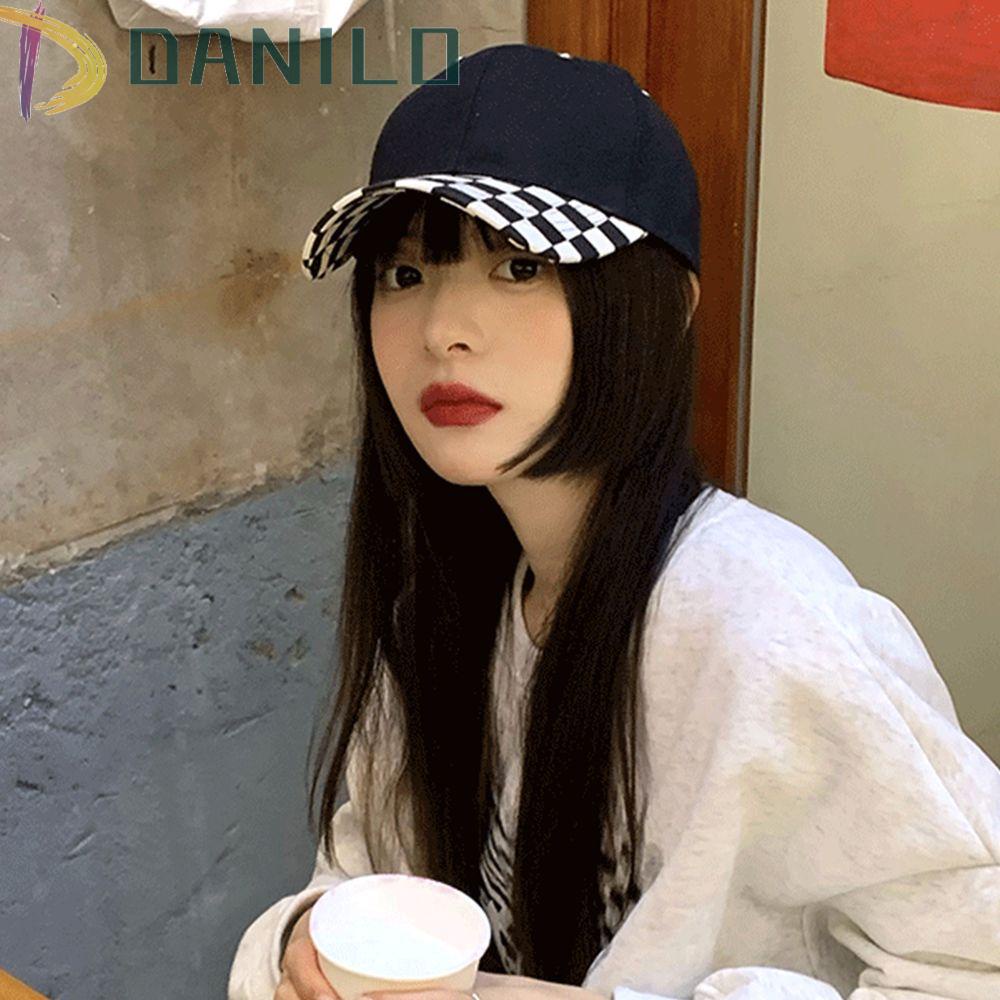 Mũ Lưỡi Trai DANILO Chất Liệu Cotton Họa Tiết Sọc Caro Phong Cách Hàn Quốc Thời Trang Cho Nữ