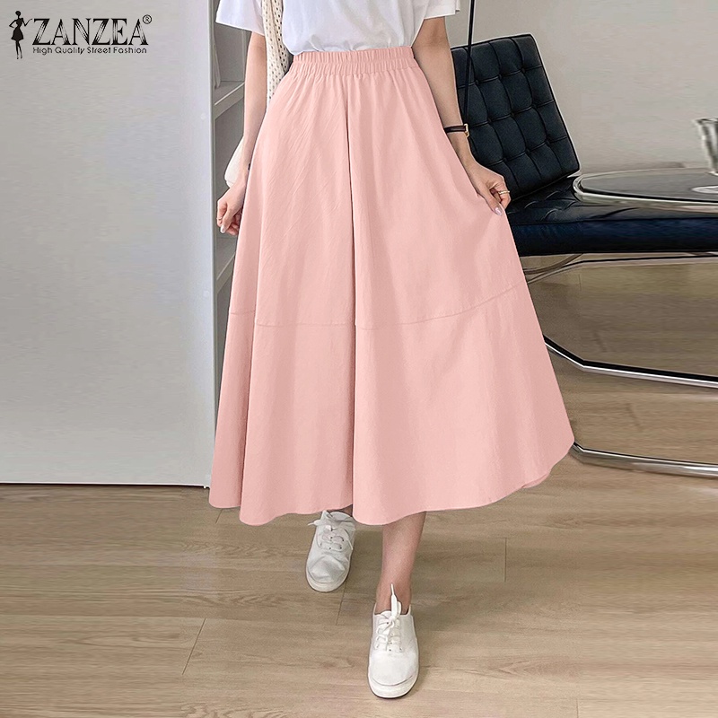 Zanzea Chân Váy Dài Qua Gối Phong Cách Hàn Quốc Thanh Lịch Dành Cho Nữ