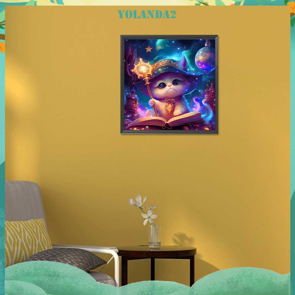 Tranh Đính Đá Kim Cương Toàn Bộ 5D DIY Hình Vẽ Mèo Trang Trí Nhà Cửa