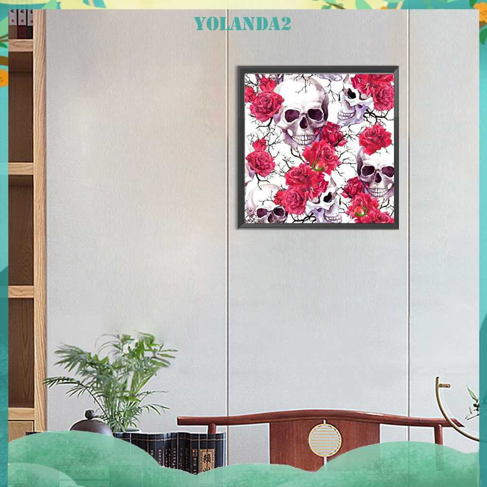 Tranh Đính Đá Kim Cương Toàn Bộ 5D DIY Hình Vẽ Bộ Xương Hoa Hồng