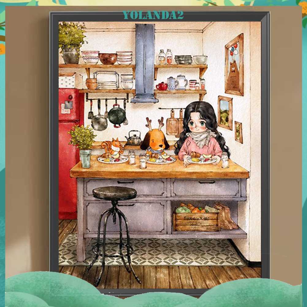 Tranh Đính Đá Kim Cương Toàn Bộ 5D DIY Hình Vẽ Cô Gái Trang Trí Nhà Cửa