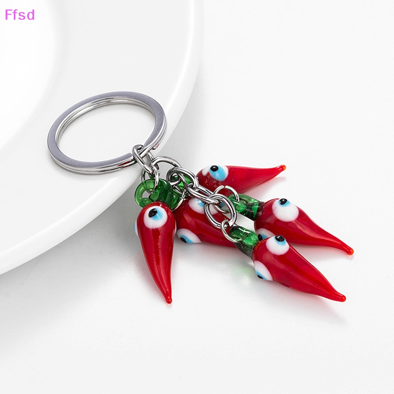 {Ffsd} Móc Chìa Khóa Kim Loại Hình Quả Ớt Đỏ Mắt Xanh Dương Sáng Tạo Thời Trang Làm Quà Tặng Trang Sức Cho Nam Và Nữ