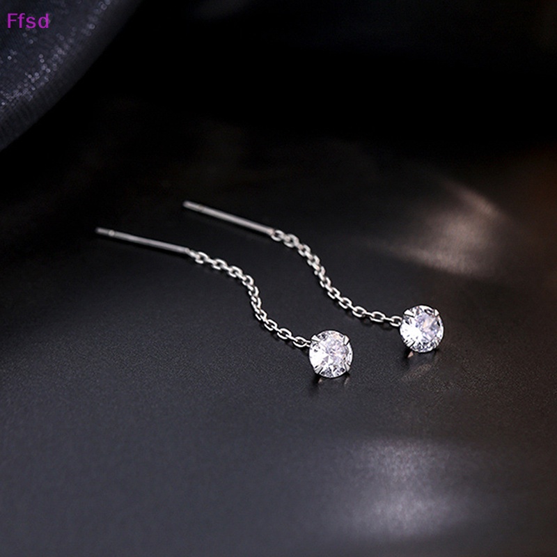 {Ffsd} Bông Tai Dây Dài Đính Đá Zircon Hình Ngôi Sao / Trái Tim Cá Tính Đa Năng Trang Sức Đám Cưới Cho Nữ