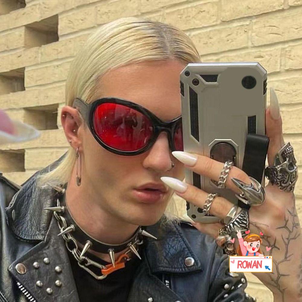 Kính Mát Gọng Kim Loại Tròng To Chống Tia UV400 Phong Cách Hip Hop Y2K