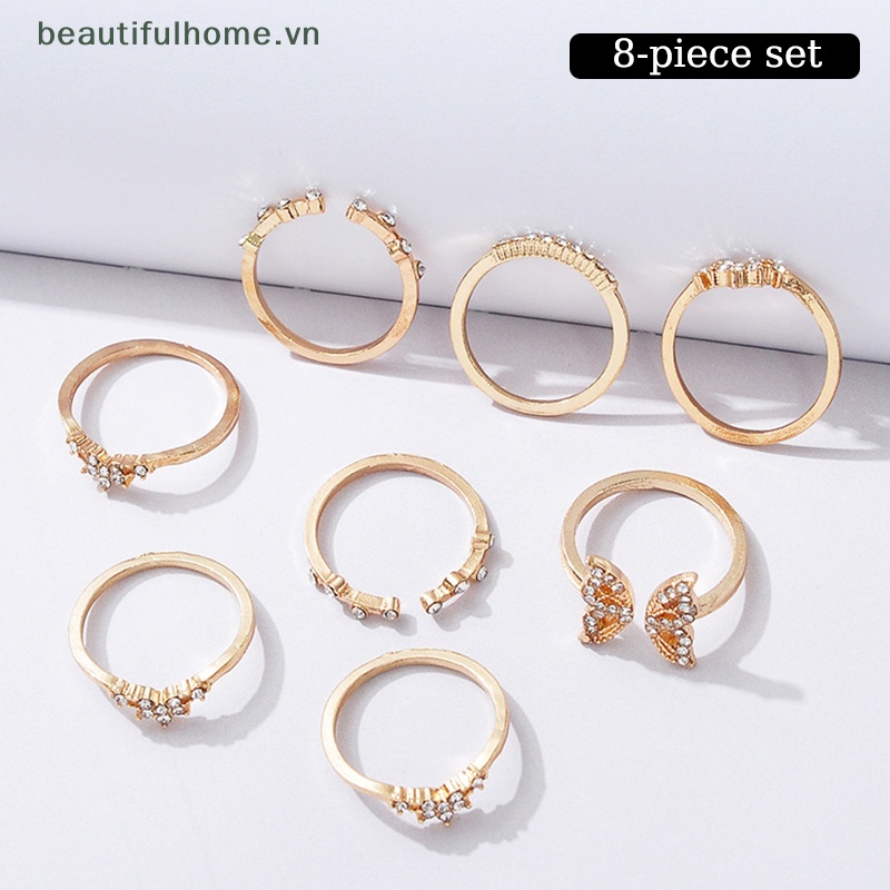 Set 8 Nhẫn Đeo Khớp Ngón Tay Phong Cách Bohemian Thời Trang Cho Nữ