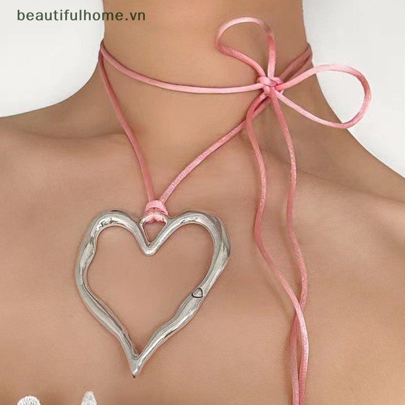 Vòng Cổ Choker Hình Trái Tim Rỗng Phong Cách Punk Ngọt Ngào Cá Tính Có Thể Điều Chỉnh Dành Cho Nữ