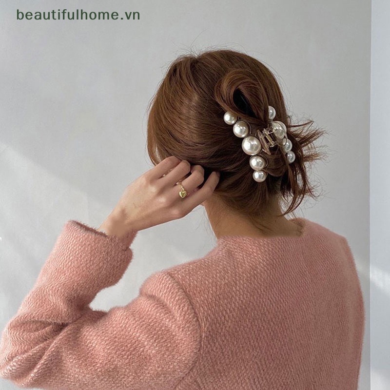 Kẹp Tóc Càng Cua Đính Ngọc Trai Kích Thước Lớn Cho Nữ