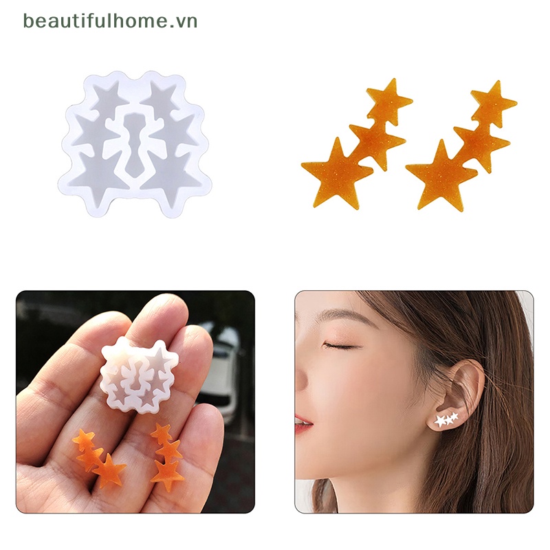 Khuôn Silicone Hình Ngôi Sao Làm Bông Tai DIY