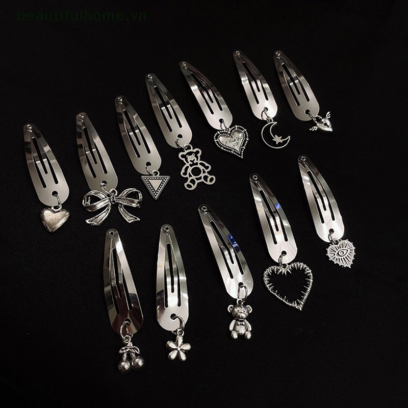 1 Kẹp Tóc Nơ / Trái Tim Bằng Kim Loại Thời Trang Cho Nữ