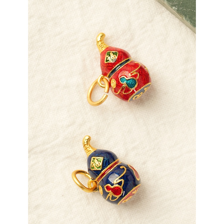 Phụ Kiện Hạt Xỏ Vòng Tay Mặt Quả Bầu Đỏ Bằng Cát Xơ Fulu Màu Vàng Kim Lâu Trôi Cao Cấp diy