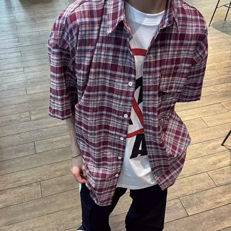 Áo Sơ Mi Tay Ngắn Dáng Rộng Plus Size Phong Cách Hong Kong Thời Trang Mùa Hè Cho Nam